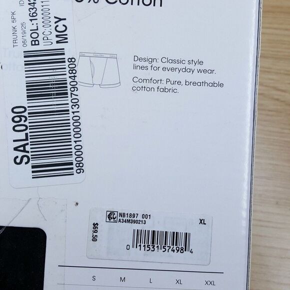 CALVIN KLEIN Boxer Brief Mens XL Black 5-Pack Low Rise 100% Cotton Classic Fit - Picture 5 of 6